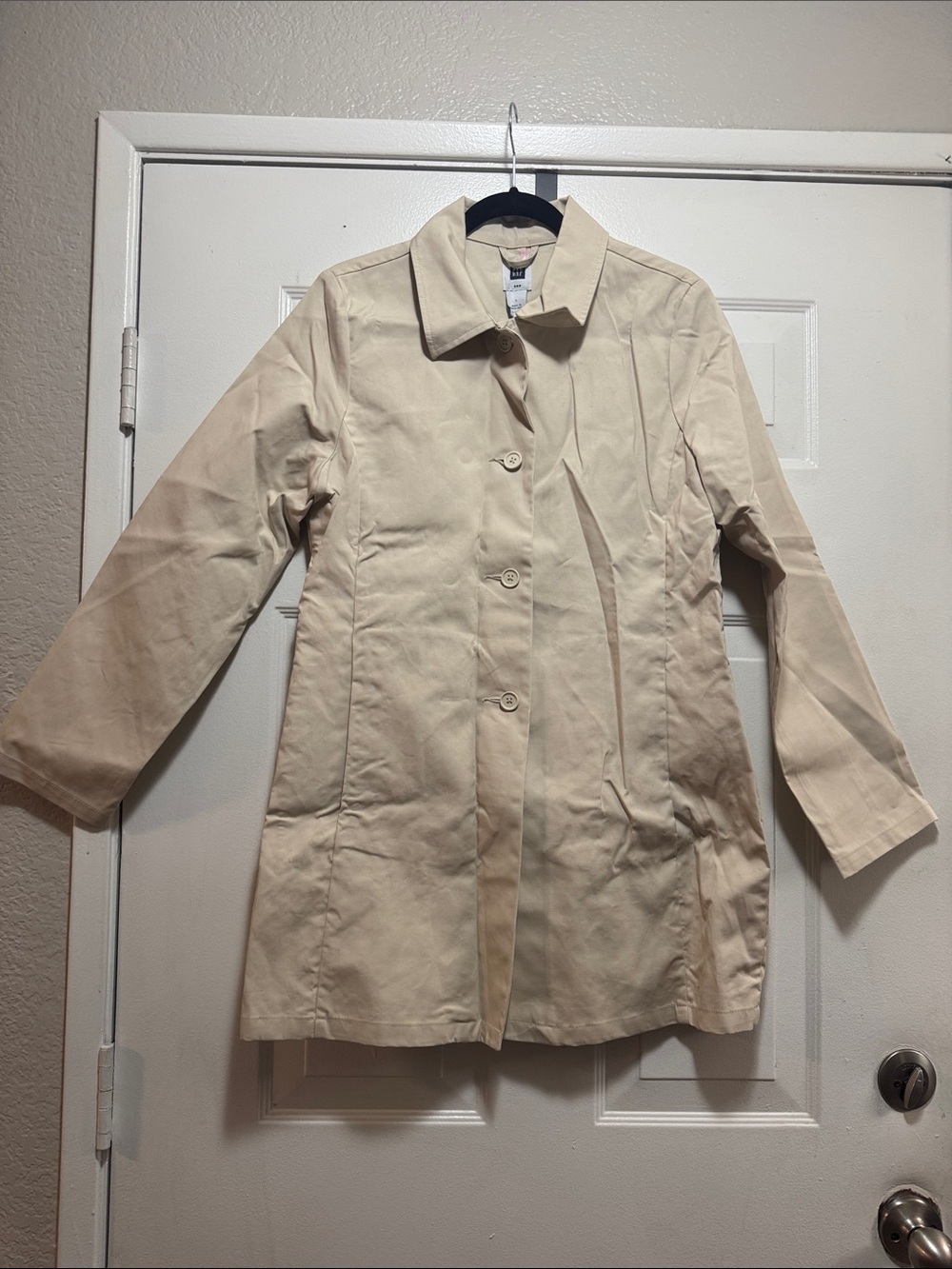 GAP Cream Single-Breasted Trench Coat